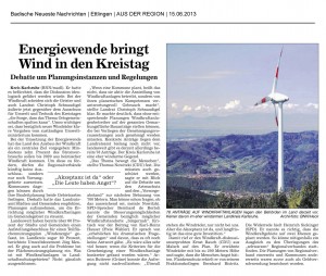 Energiewende bringt Wind in den Kreistag